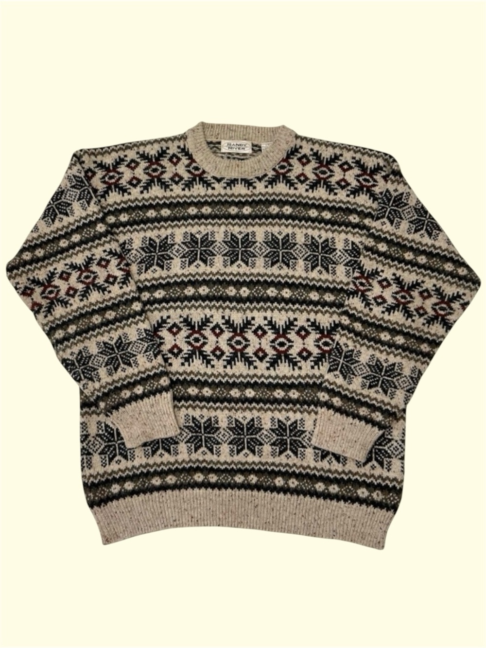 Vintage 90s Randy River Knit Crewneck Grandpa Sweater AOP Abstract Large